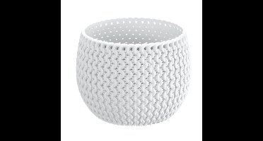 Plantenpot/bloempot kunststof dia 14.5 cm en hoogte 11 cm parel wit