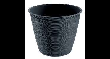 Plantenpot/bloempot Paintstripe - kunststof - antraciet - 17 x 14 cm - stijlvol