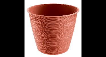Plantenpot/bloempot Paintstripe - kunststof - rood - 25 x 30 cm - stijlvol - binnen/buiten
