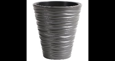 Plantenpot/bloempot Sand Dunes - buiten/binnen - kunststof - steengrijs - D35 x H38 cm