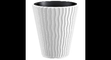 Plantenpot/bloempot Sand Waves - buiten/binnen - kunststof - wit - D30 x H33 cm