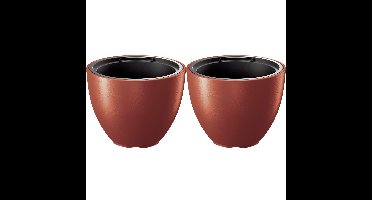 Plantenpot/bloempot Sevilla - 2x - buiten/binnen - kunststof - koper - D30 x H23 cm