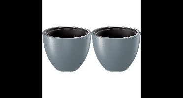 Plantenpot/bloempot Sevilla - 2x - buiten/binnen - kunststof - lichtgrijs - D30 x H23 cm