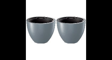 Plantenpot/bloempot Sevilla - 2x - buiten/binnen - kunststof - lichtgrijs - D39 x H30 cm