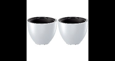 Plantenpot/bloempot Sevilla - 2x - buiten/binnen - kunststof - wit - D30 x H23 cm