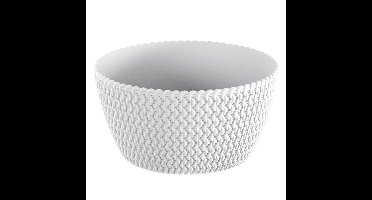 Plantenpot/bloempot tafelstuk - kunststof - D24 x H12 cm - parel wit