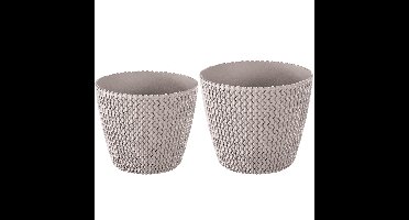 Plantenpotten/bloempot set 6x kunststof taupe 22 x 19 en 19 x 16 cm