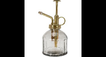 Plantenspuit - water vernevelaar - glas - grijs/goud - 16 cm - vintage look