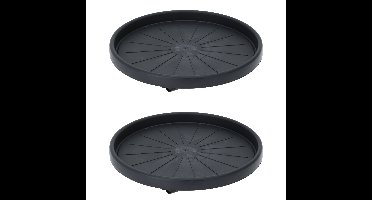 Plantentrolley - 2x - kunststof - donkergrijs - rond - D35 cm - 50 kilo