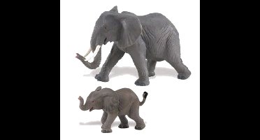 Plastic speelgoed figuren setje olifanten 8 en 16 cm