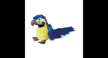 Pluche ara knuffel Macaw papegaai - blauw - 30 cm - knuffeldieren - vogels - kinderen - speelgoed