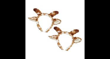 Pluche giraffe hoofdband - 2x - met oortjes - 15 cm
