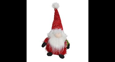 Pluche kerst gnome - kerstman - H36 cm - decoratie pop - rood