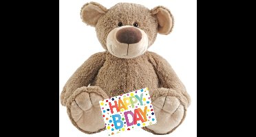 Pluche knuffel Happy Horse knuffelbeer - 70 cm - met Happy Birthday wenskaart