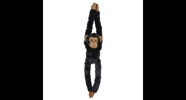 Pluche zwarte chimpansee knuffel - 65 cm - Apen jungle dieren knuffels - Klittenband handjes