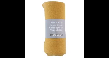 Polyester fleece deken/dekentje/plaid 170 x 130 cm mosterd geel
