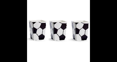 Popcorn bakjes in voetbal thema print - 6x stuks - 12 x 7 cm - Popcornbakjes/chipsbakjes