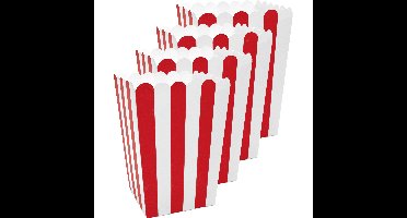 Popcorn/snoep bakjes - 36x - rood gestreept - karton - 7 x 7 x 12 cm - feest uitdeel bakjes