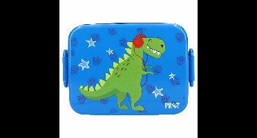 Pret Dino Broodtrommel - blauw - kunststof - 16x13 cm - lunchbox kinderen