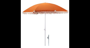 Pro Beach Strand Parasol Aruba - D180 cm - oranje - kantelbaar/opvouwbaar - incl grondpen / haring