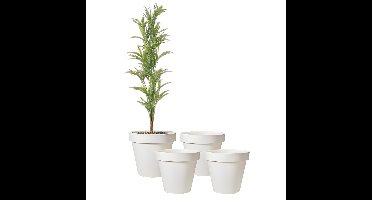 Pro Garden Bloempot - 4x - wit - rond - D40 cm - kunststof - plantenpot - tuin buiten