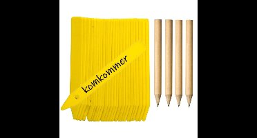 Pro Garden Nature Steeketiketten - 100x stuks - moestuin / groentetuin / kruidentuin - 10 cm - geel