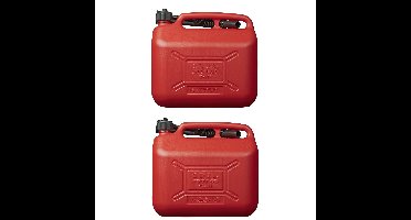 Pro Plus jerrycan/benzinetank - 2x - rood - 10 liter - Voor benzine/diesel