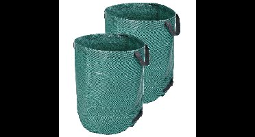 Progarden Tuinafvalzak - 2x - opvouwbaar - groot formaat - groen - 270 liter - bladeren opruimen