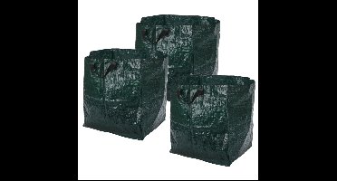 Progarden Tuinafvalzak - 3x - opvouwbaar - groen - 75 liter - bladeren opruimen