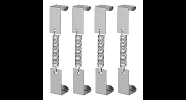 Proplus Kentekenplaat klemmen met veer - 4x stuks - metaal - nummerplaat bevestigen - aanhanger