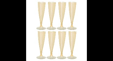 Prosecco/champagneglazen - 8x - geel - kunststof - 130 ml - herbruikbaar