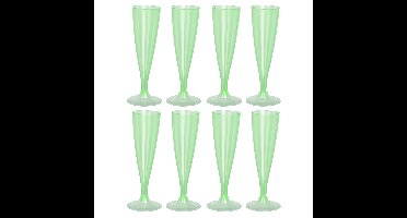 Prosecco/champagneglazen - 8x - groen - kunststof - 130 ml - herbruikbaar