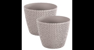 Prosperplast Bloempot/plantenpot Splofy - 2x - taupe - voor buiten - D30 x H25cm - kunststof