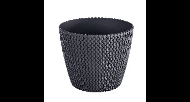 Prosperplast Bloempot/plantenpot Splofy - antraciet - voor buiten - D30 x H25cm - kunststof