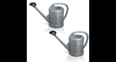 Prosperplast Gieter - Set van 2x stuks - grijs - kunststof - met broeskop - 10 liter