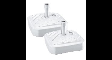 Prosperplast Parasolvoet - 2x - vierkant - rotan look - wit - 12 l - 39 cm