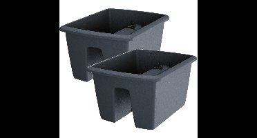 Prosperplast Plantenbak - 2x - balkon plantenpot - antraciet - kunststof - 40 cm