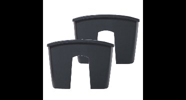 Prosperplast Plantenbak - 2x stuks - railing - kunststof - 58 cm - antraciet