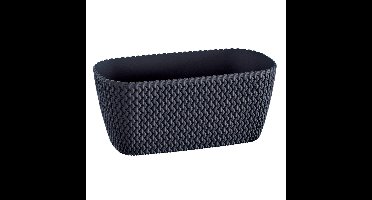 Prosperplast Plantenbak Splofy - antraciet - voor buiten - 30 x 18 x 14 cm - kunststof