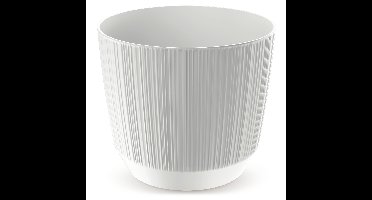 Prosperplast Plantenpot - 2x stuks - stripe - wit - D17xH15 cm