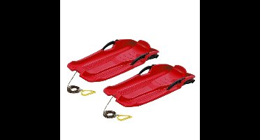 Prosperplast set van 2x stuks kinder winter Slee Hornet 80cm met Rem Rood