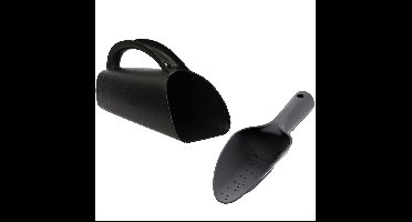 Prosperplast - Tuinscheppen set van 2x - Kunststof - Plantenschep - scherp en brede variant - Zwart