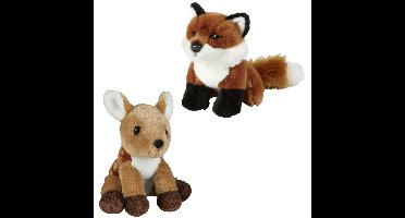 Ravensden - Knuffeldieren set - vos en hertje - pluche knuffels - 18 cm