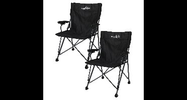 Redcliffs Campingstoel - 2x - vouwbaar - zwart - 61 x 60 x 88 cm - vissersstoel