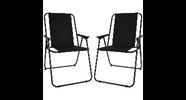 Redcliffs Stoel unica - 2x - zwart - opvouwbaar - 75 x 38 cm - metaal/polyester - campingstoel/tuins