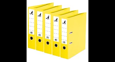 Ringband map/ordners A4 - 5x - geel - 31 x 28 x 7 cm - Documenten opbergen - Kantoorartikelen