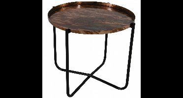 Ronde bijzettafel/plantenstandaard oud koper 35 cm