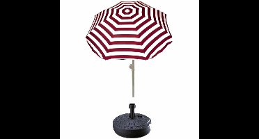 Rood gestreepte strand/tuin basic parasol van nylon 180 cm + parasolvoet antraciet