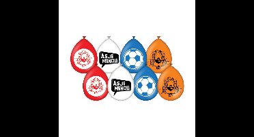 Rood/wit/blauwe Loeki de Leeuw Asjemenou ballonnen 16 stuks 30 cm