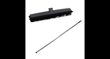 Rubberen bezem - L120 cm - rubber/chroom - zilver - kappersbezem - binnen